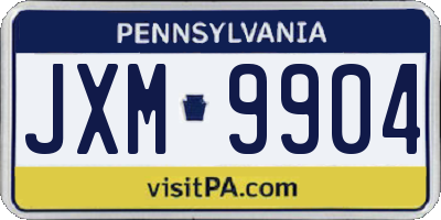 PA license plate JXM9904