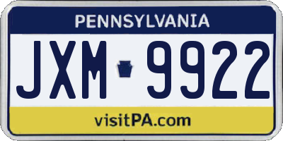 PA license plate JXM9922