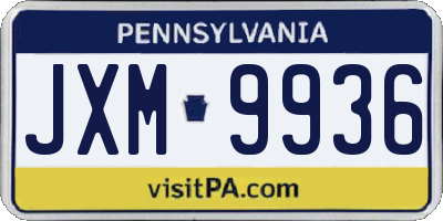 PA license plate JXM9936
