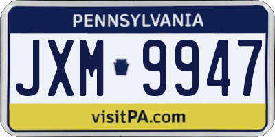 PA license plate JXM9947