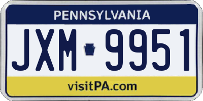 PA license plate JXM9951