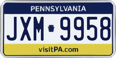 PA license plate JXM9958