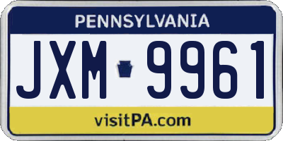 PA license plate JXM9961