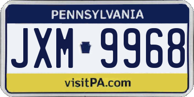 PA license plate JXM9968