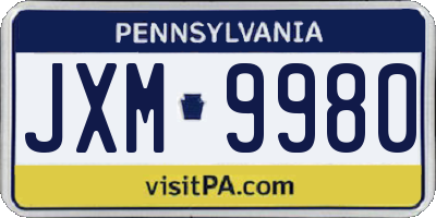 PA license plate JXM9980
