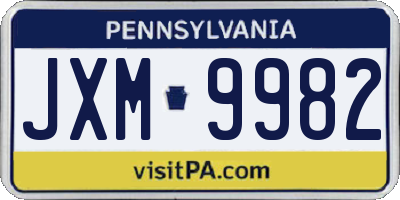 PA license plate JXM9982