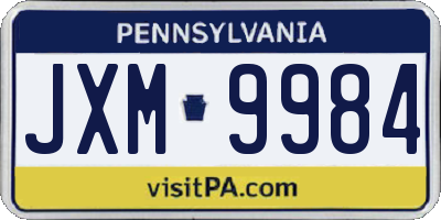 PA license plate JXM9984