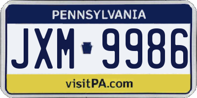 PA license plate JXM9986