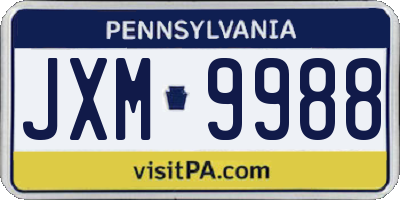 PA license plate JXM9988