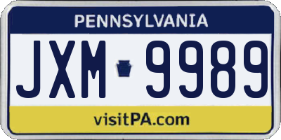 PA license plate JXM9989