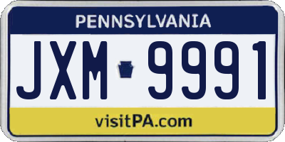 PA license plate JXM9991
