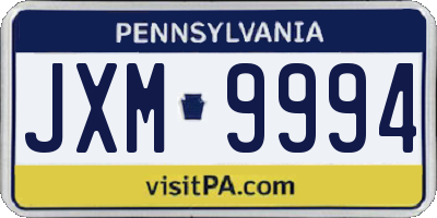 PA license plate JXM9994