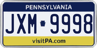 PA license plate JXM9998