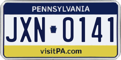 PA license plate JXN0141