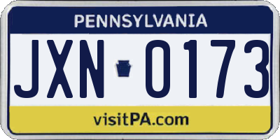 PA license plate JXN0173