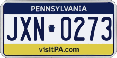 PA license plate JXN0273