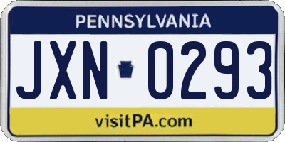 PA license plate JXN0293