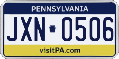 PA license plate JXN0506
