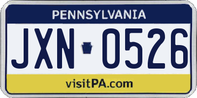 PA license plate JXN0526