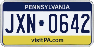 PA license plate JXN0642