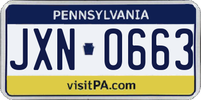 PA license plate JXN0663