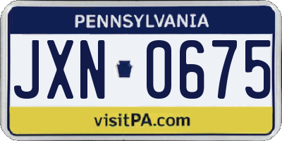 PA license plate JXN0675