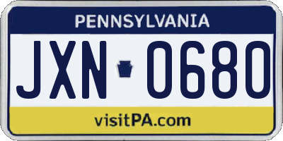 PA license plate JXN0680