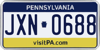 PA license plate JXN0688