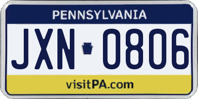 PA license plate JXN0806
