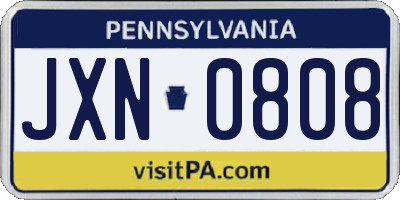 PA license plate JXN0808