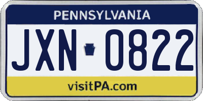 PA license plate JXN0822