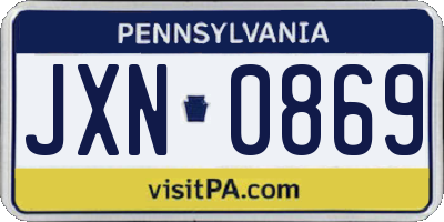 PA license plate JXN0869