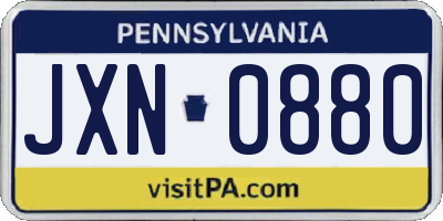 PA license plate JXN0880