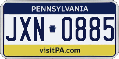 PA license plate JXN0885