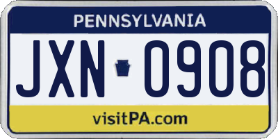PA license plate JXN0908