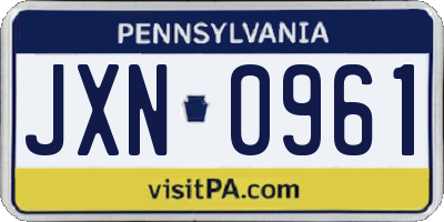 PA license plate JXN0961