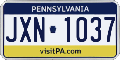 PA license plate JXN1037
