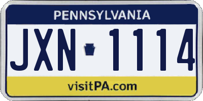 PA license plate JXN1114