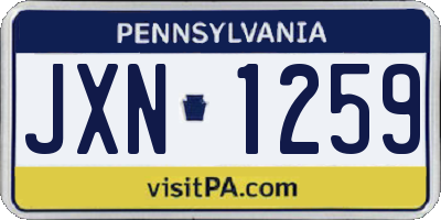 PA license plate JXN1259