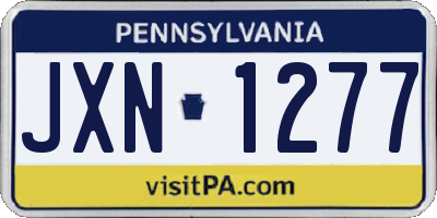PA license plate JXN1277