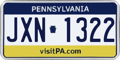 PA license plate JXN1322