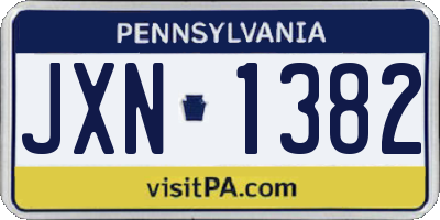 PA license plate JXN1382