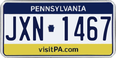 PA license plate JXN1467