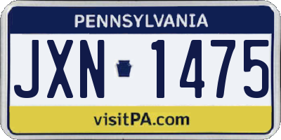 PA license plate JXN1475