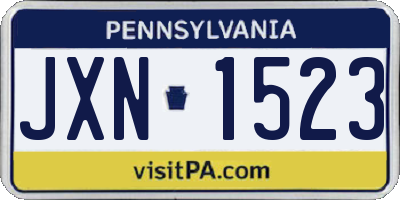 PA license plate JXN1523