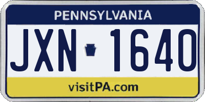 PA license plate JXN1640