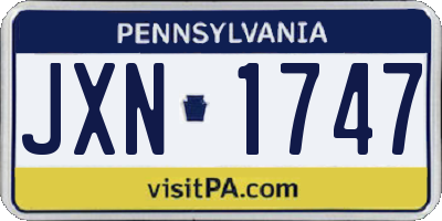 PA license plate JXN1747