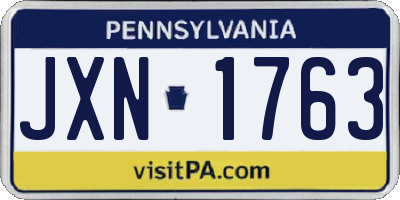 PA license plate JXN1763