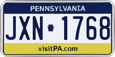 PA license plate JXN1768