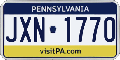 PA license plate JXN1770
